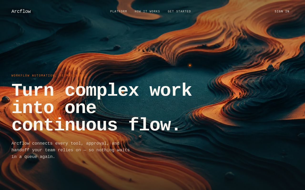 Arcflow Landing Page