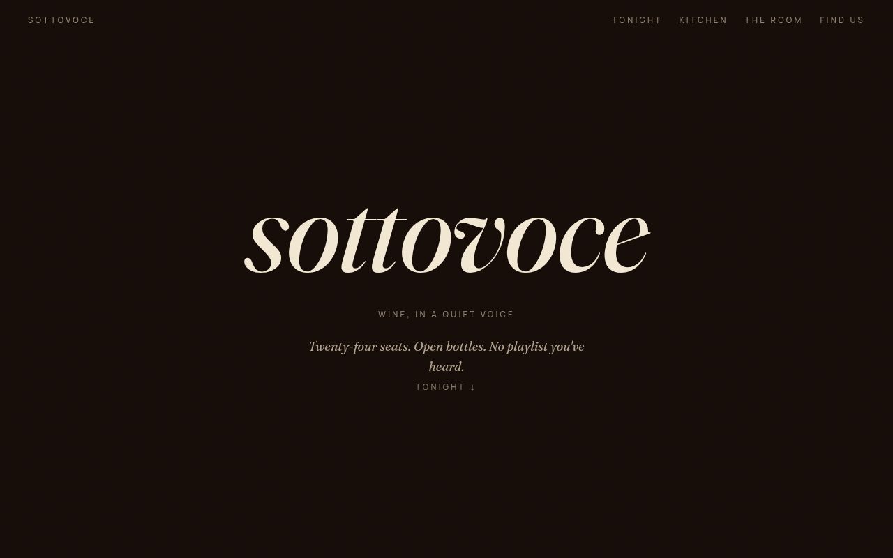 Sottovoce Wine Bar Onepager